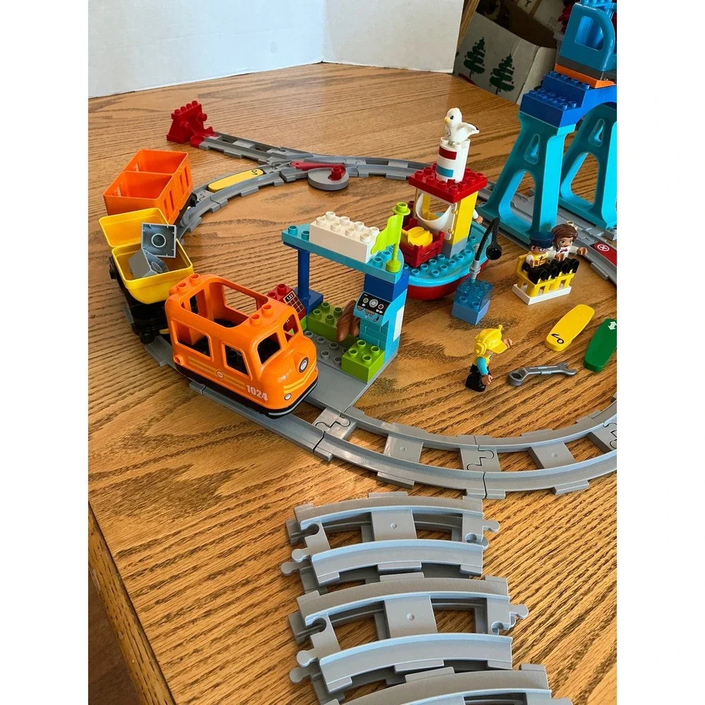 LEGO Duplo Cargo Train 10875 Push & Go Steam Train Harbor Crane Set works
